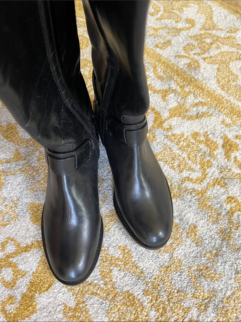 Tory Birch Classic Black Leather Knee-High Riding Boots - Women's size 5 - Picture 7 of 9